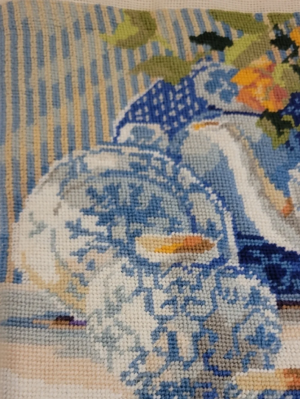 Blue Floral Tea Set Tapestry Wall Hanging